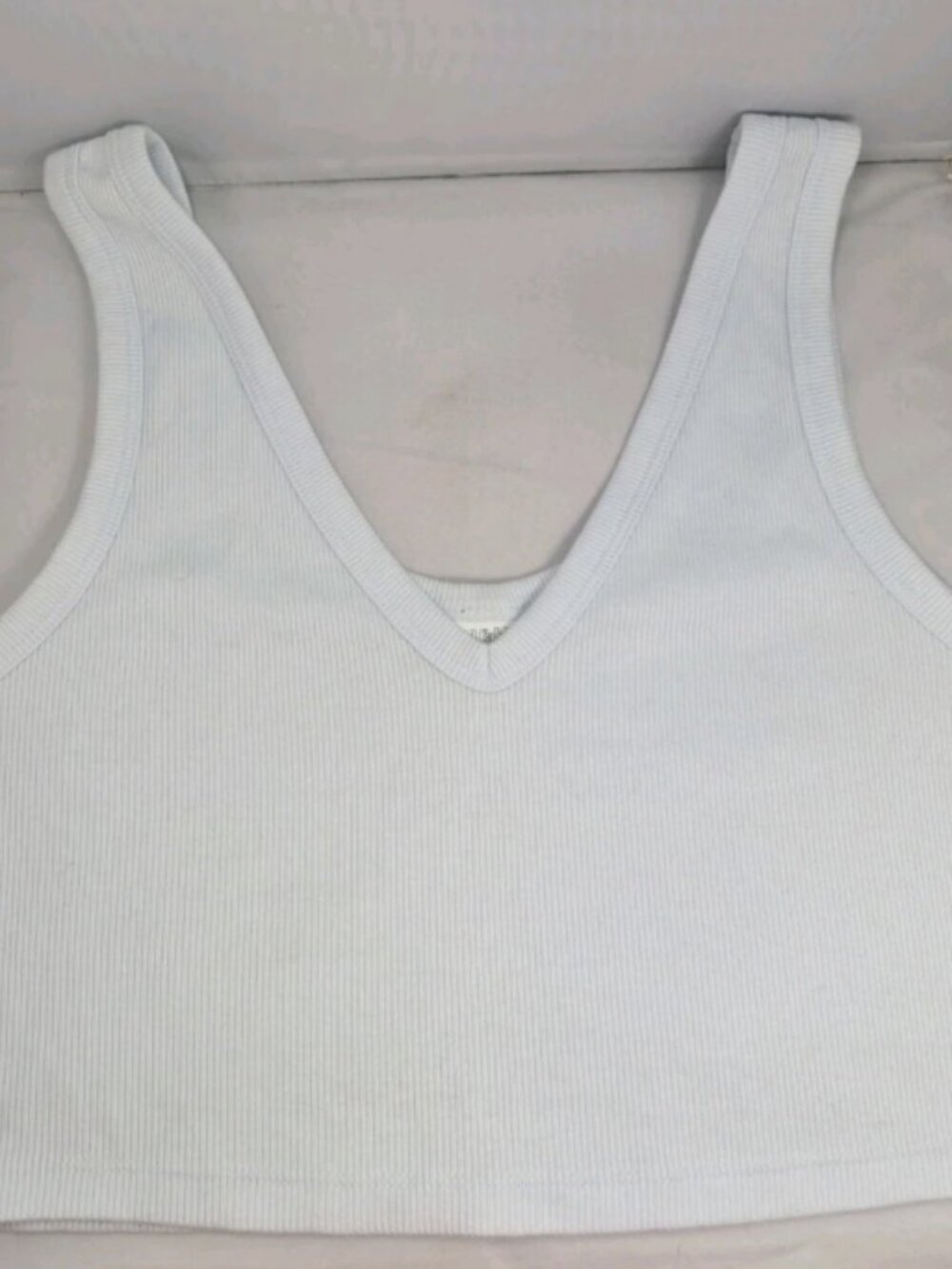 Crop Tank Baby Blue LARGE Wild Fable Top Ribbed Shirt Women Stretchy V-Neck